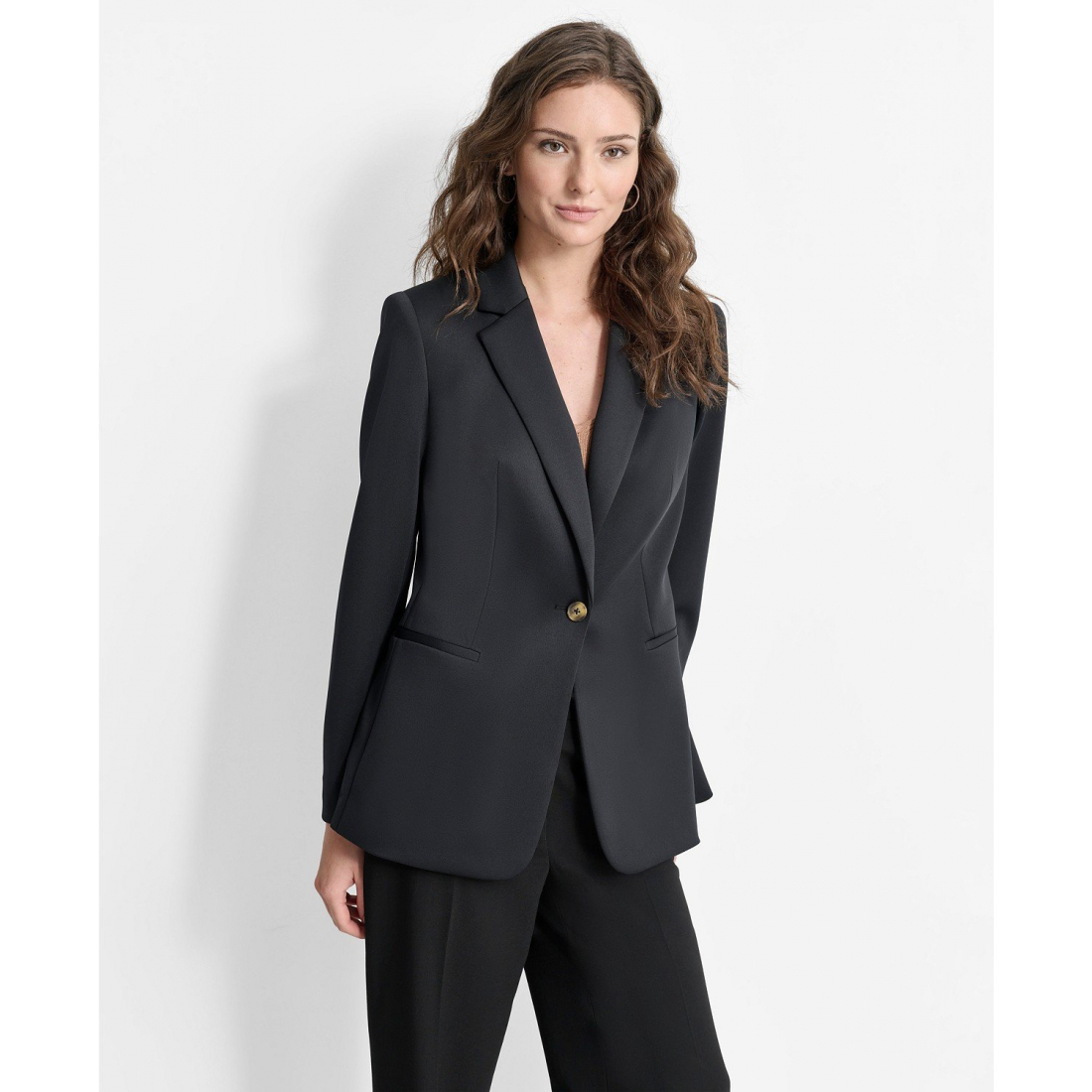 Blazer 'Single-Button Padded-Shoulder' pour Femmes