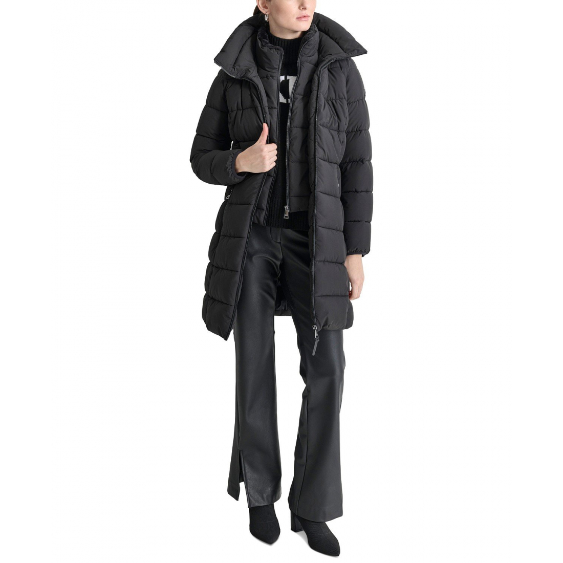 'Bibbed Hooded Zip-Front' Pufferjacke für Damen