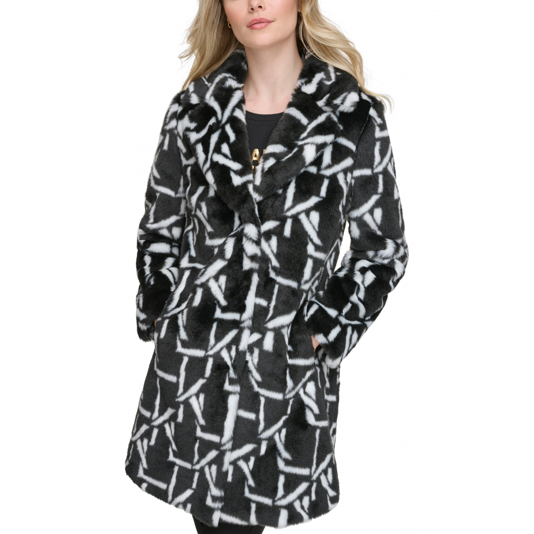 'Monogram Faux Fur Coat' Mantel für Damen
