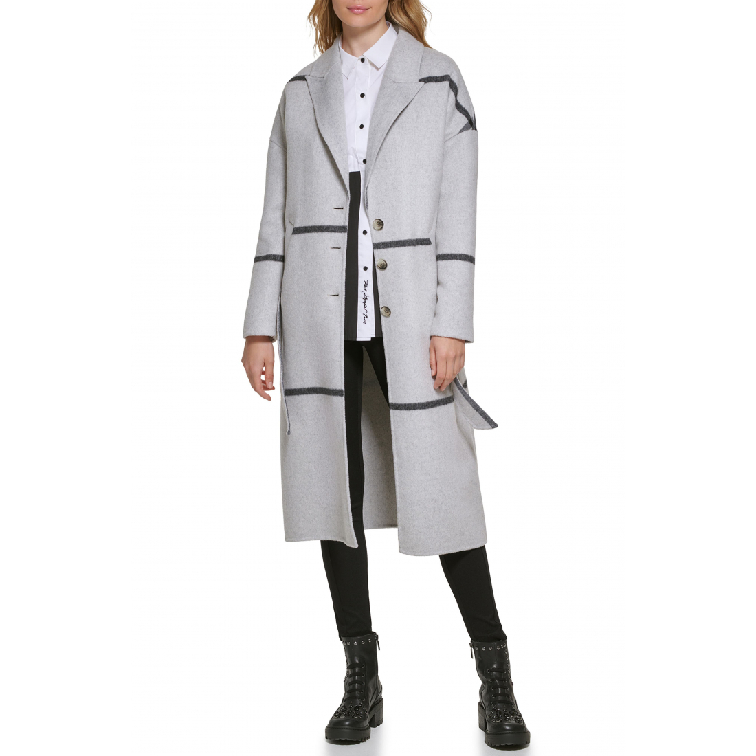 'Oversize Plaid Wool Blend Coat' Mantel für Damen