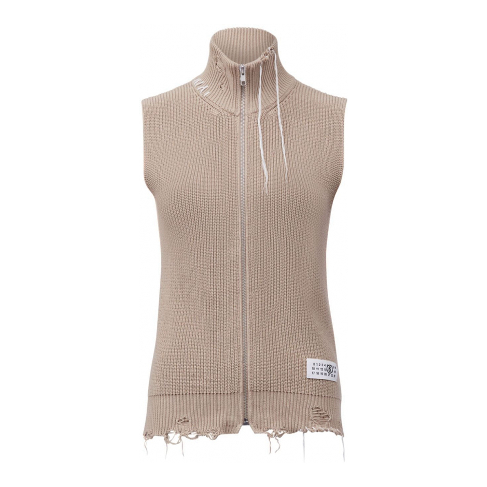 Women's 'Zip-Up Knitted' Sleeveless Top