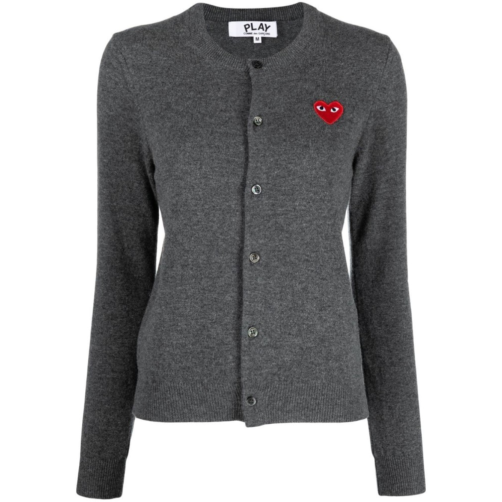 'Heart-Patch Button-Front' Cardigan