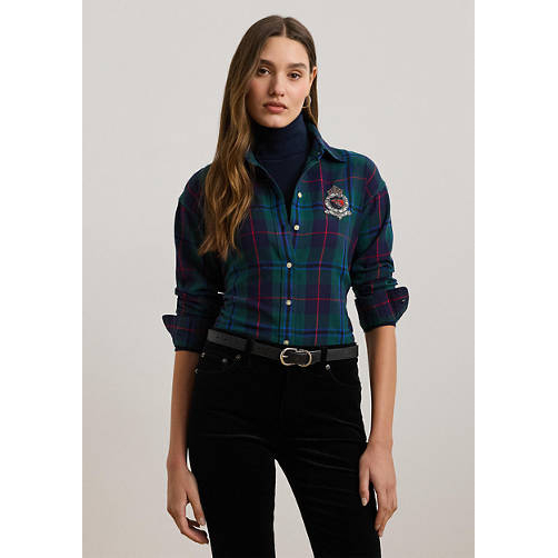 'Relaxed Fit Black Watch Plaid Shirt' für Damen