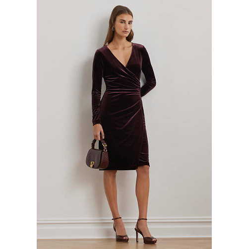 Women's 'Stretch Velvet Surplice' Midi Dress