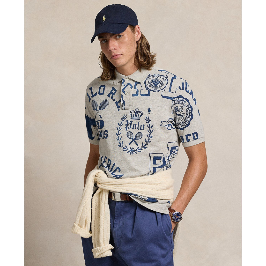 Polo 'Classic-Fit Mesh Graphic' pour Hommes
