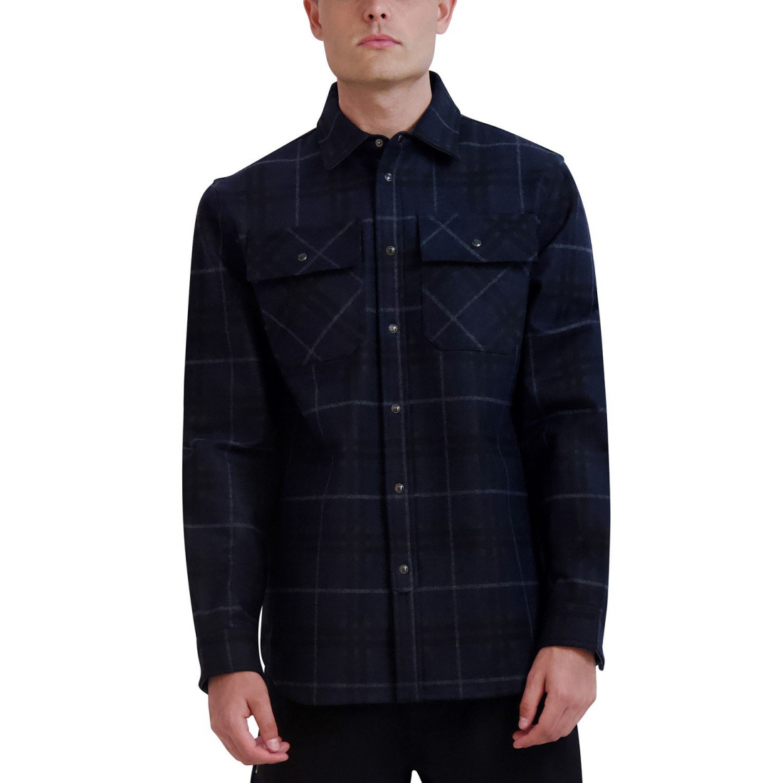 'Windowpane Plaid Shirt Jacket' pour Hommes