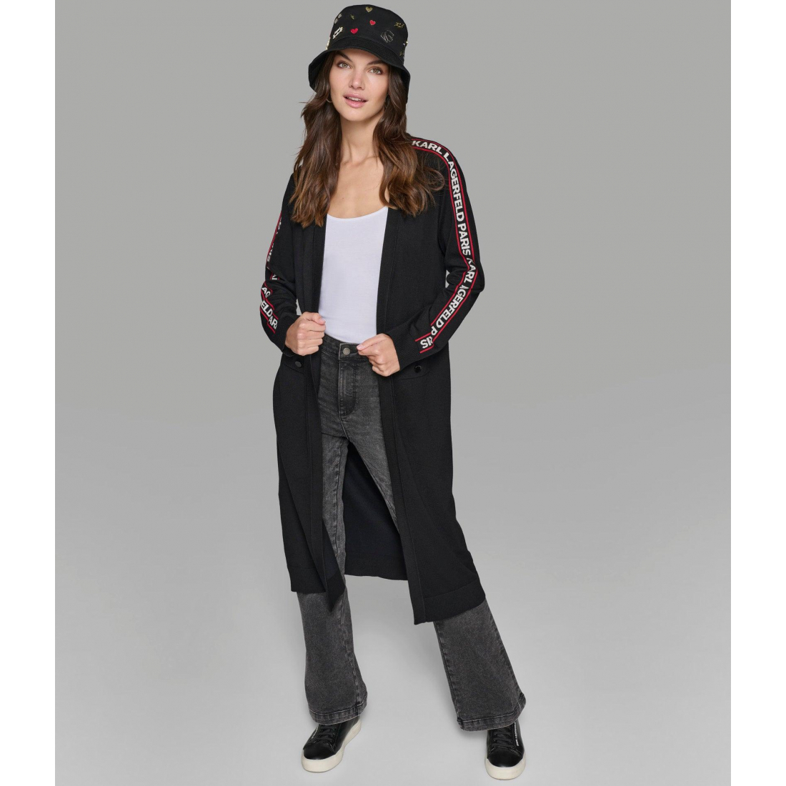 Women's 'Long Cardigan With Logo Taping' Cardigan