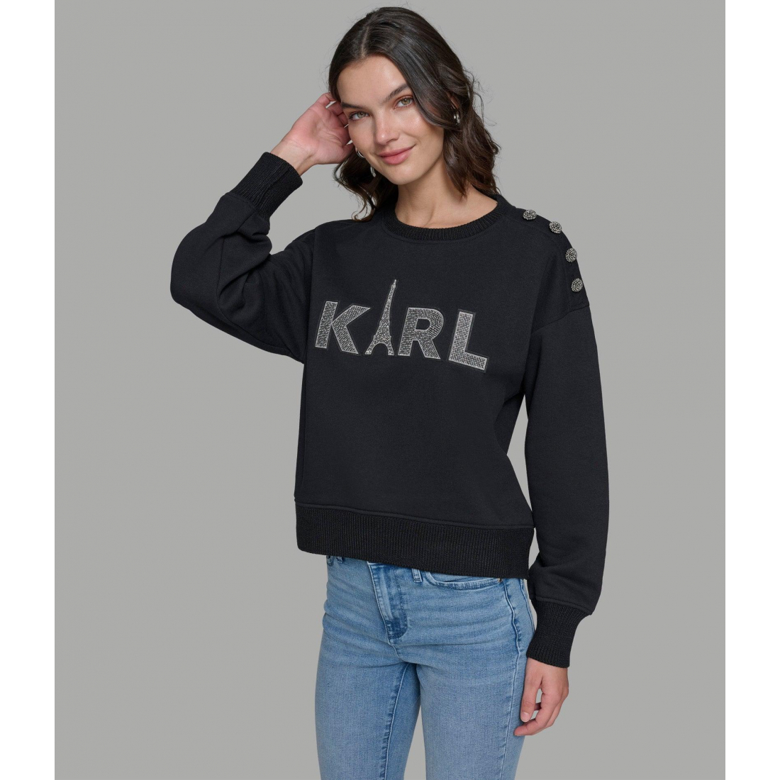 Women's 'Karl Logo Sweatshirt With Buttons'