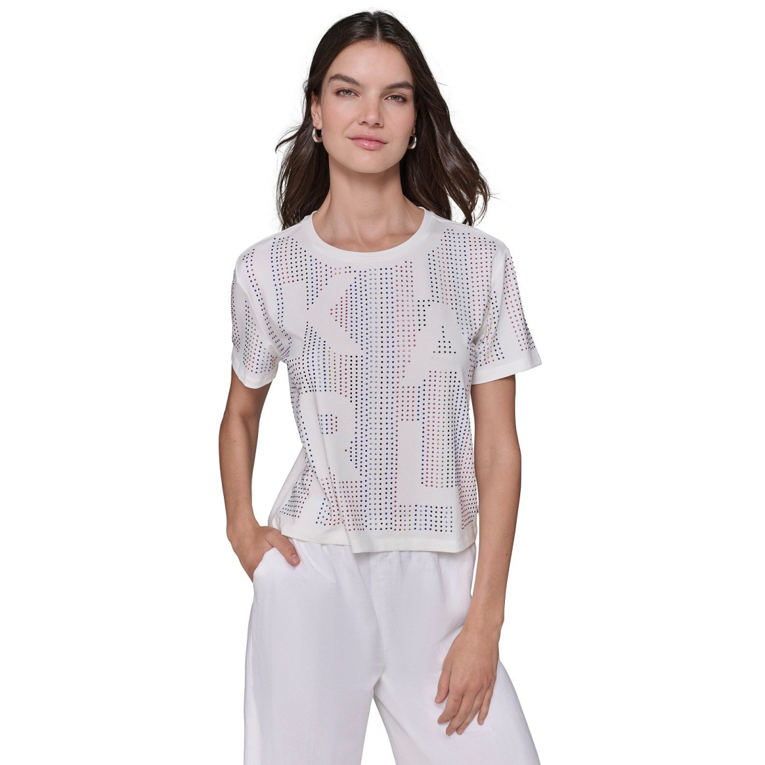 T-shirt 'Rhinestone Logo Tee' pour Femmes