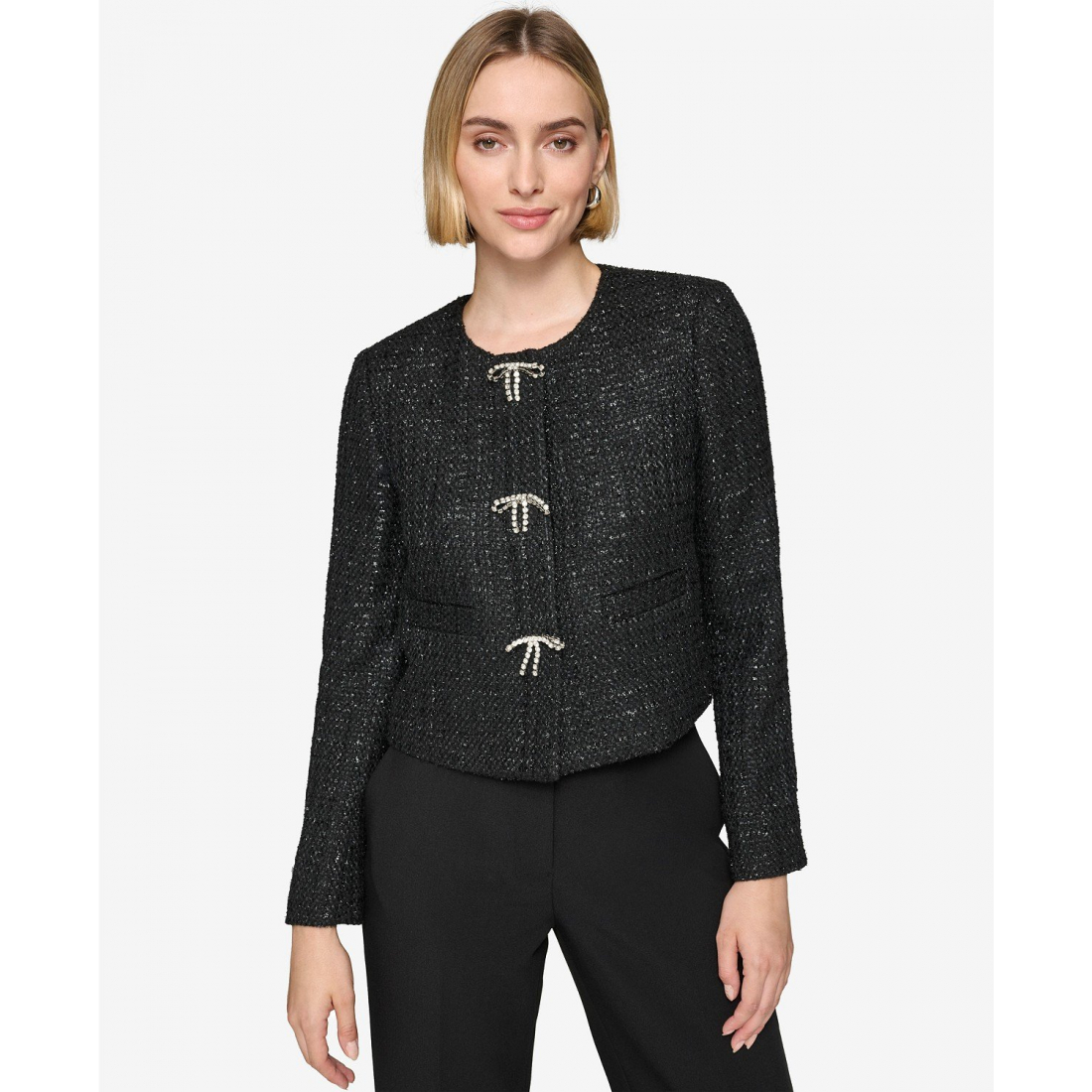 'Bow-Trim Tweed Jacket' pour Femmes