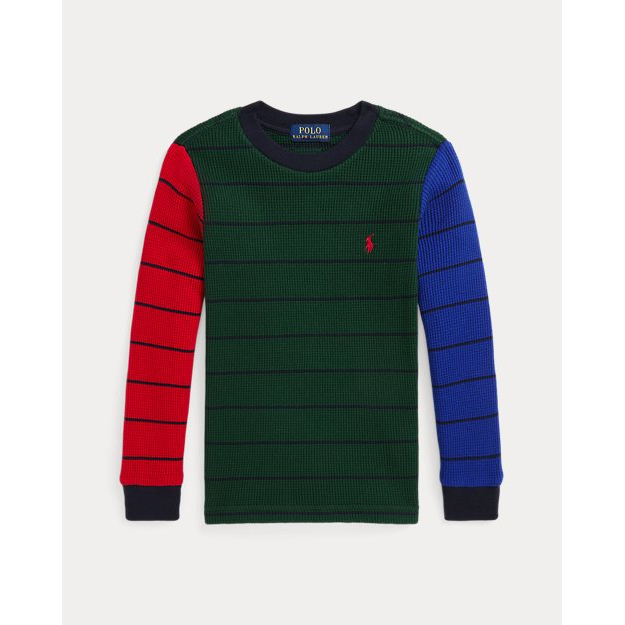 'Waffle-Knit Cotton Long-Sleeve Tee' pour Petits garçons