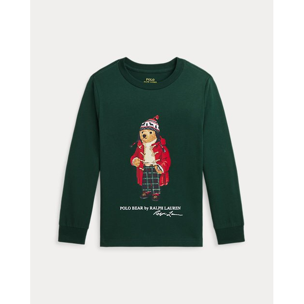 'Polo Bear Cotton Long-Sleeve Tee' pour Petits garçons