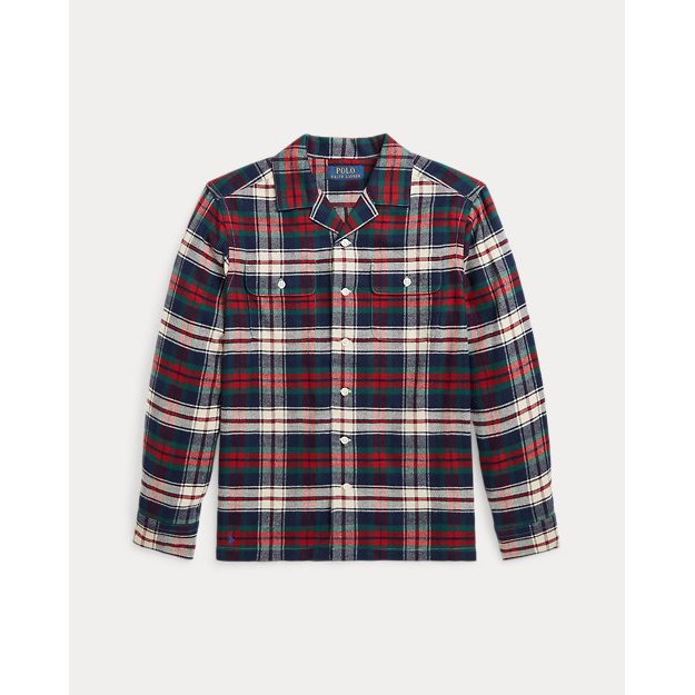 'Plaid Cotton Twill Camp Shirt' pour Grands garçons