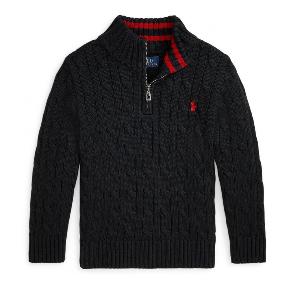 'Cable-Knit Cotton Quarter-Zip Sweater' pour Garçons