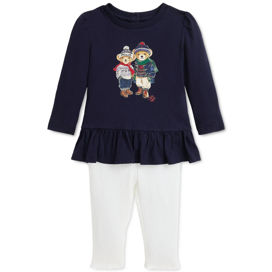 'Polo Bear Peplum Tee & Ribbed Leggings Set' pour Bébé
