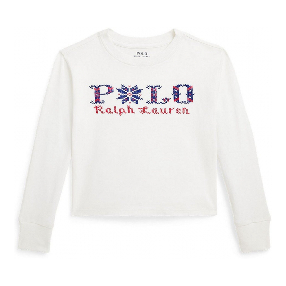 Toddler & Little Girl's 'Logo Cotton Boxy Long-Sleeve Tee'