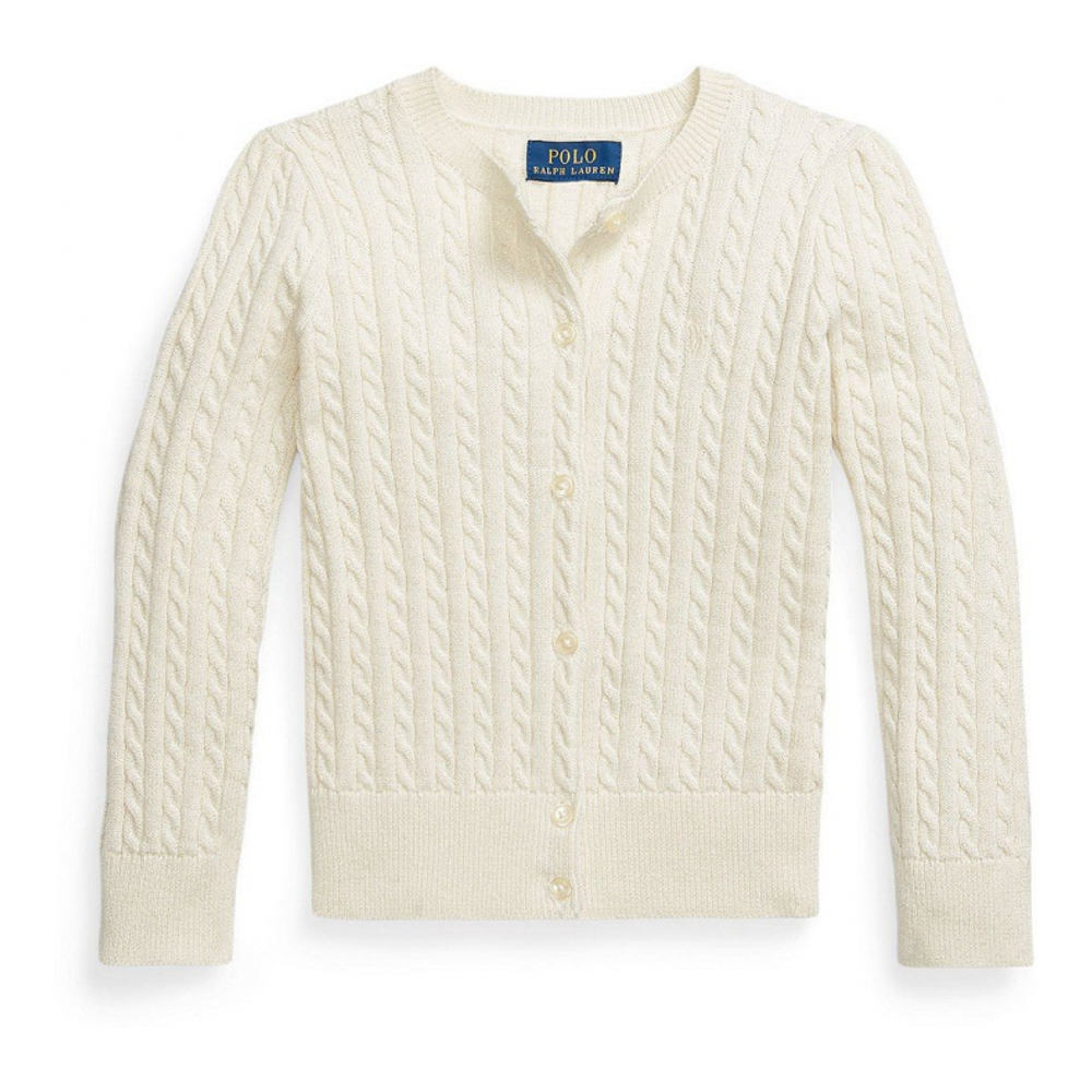 'Metallic Cable Cotton-Blend Cardigan Sweater' pour Filles