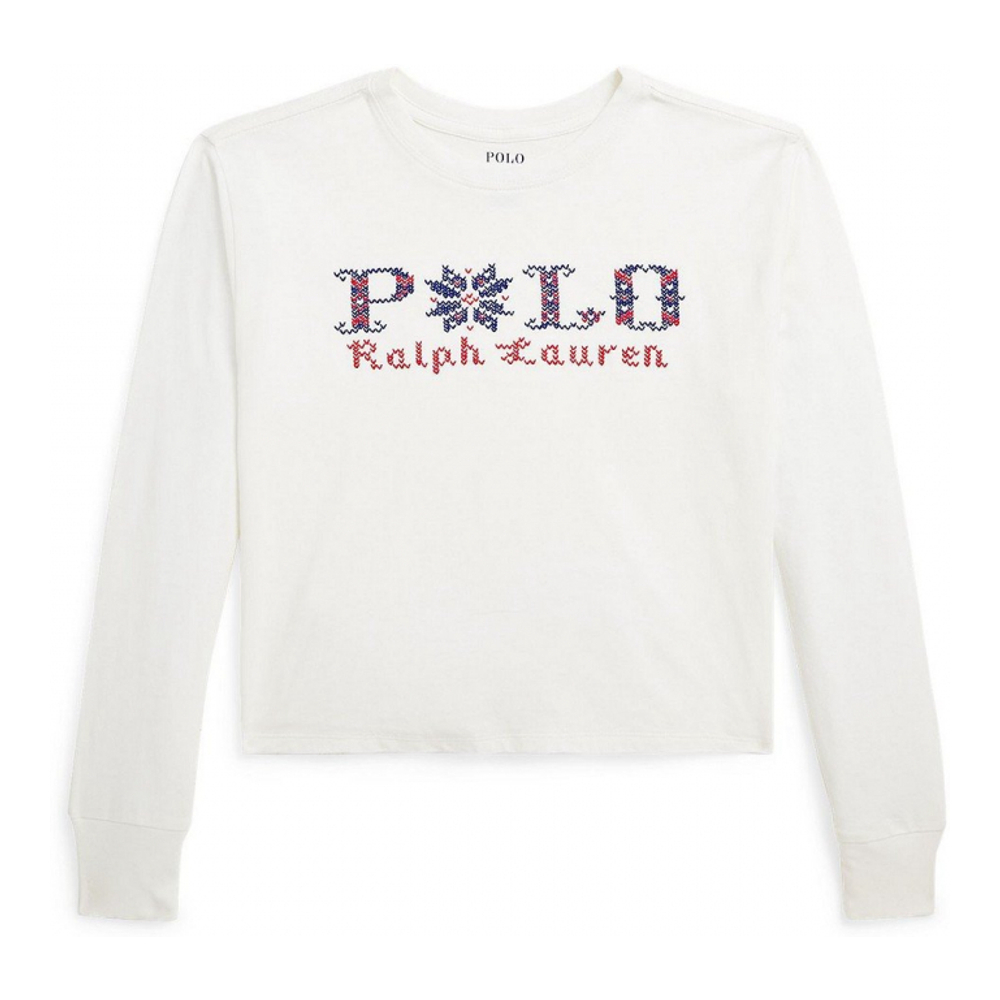 'Logo Cotton Boxy Long-Sleeve Tee' pour Grandes filles