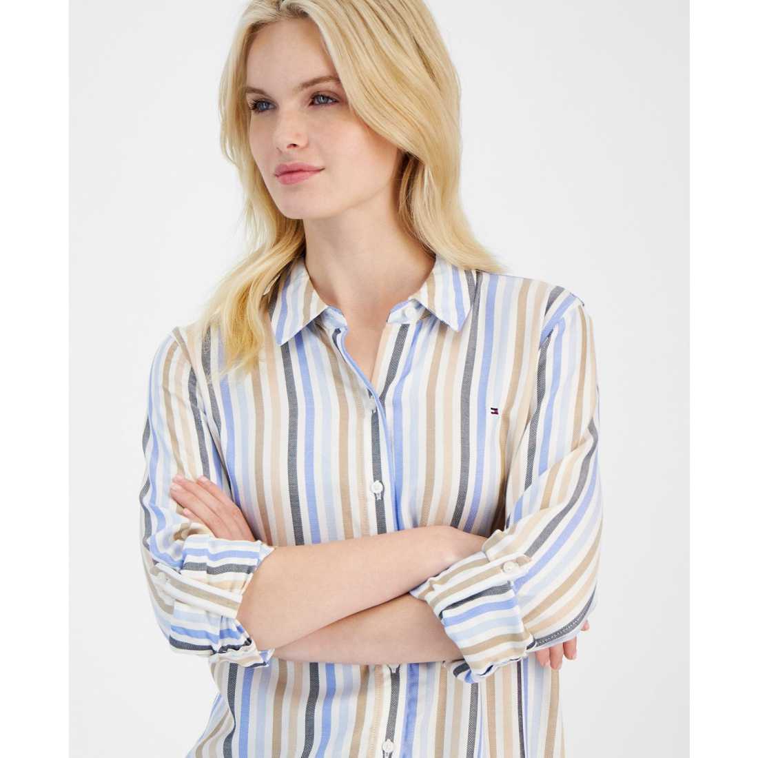 'Stern Striped Roll-Tab Shirt' pour Femmes