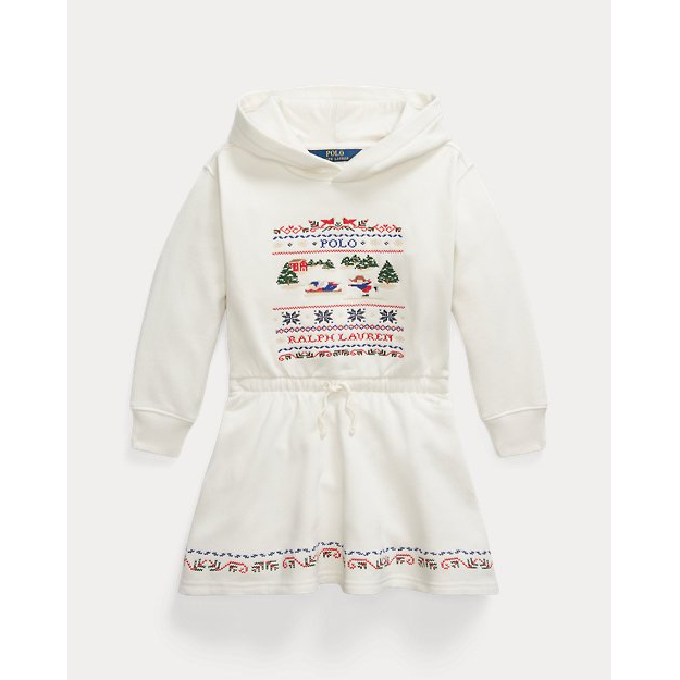 Little Girl's 'Embroidered Fleece Hoodie Dress'