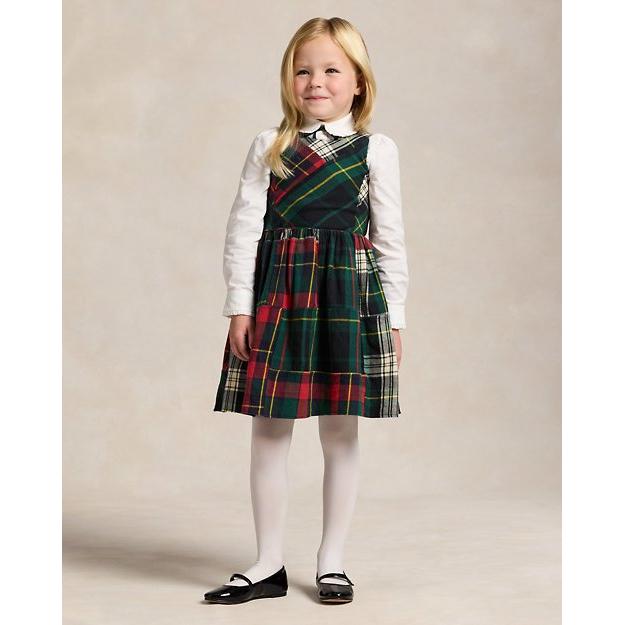 'Patchwork Plaid Flannel Dress' pour Petites filles