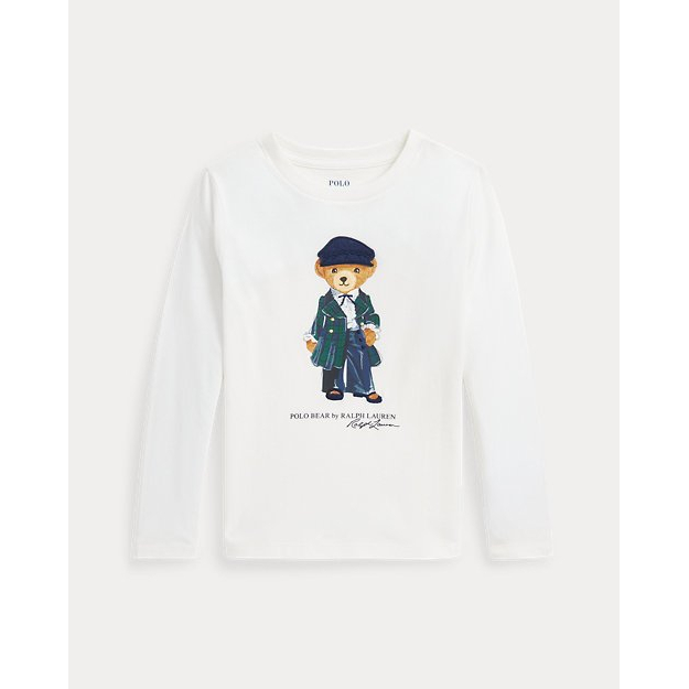 Little Girl's 'Polo Bear Cotton Jersey Long-Sleeve Tee'