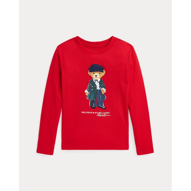 Little Girl's 'Polo Bear Cotton Jersey Long-Sleeve Tee'