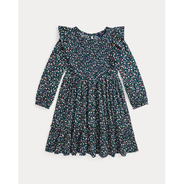 'Floral Smocked Cotton Jersey Dress' pour Grandes filles