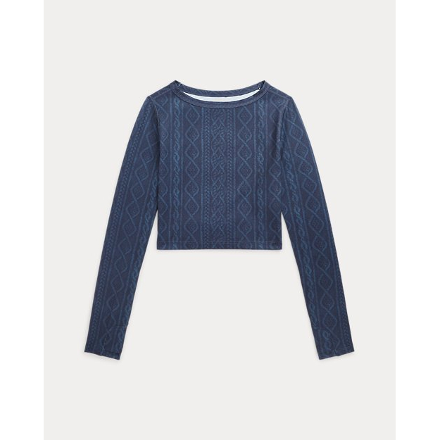 'Cable-Print Performance Jersey Boxy Tee' pour Grandes filles