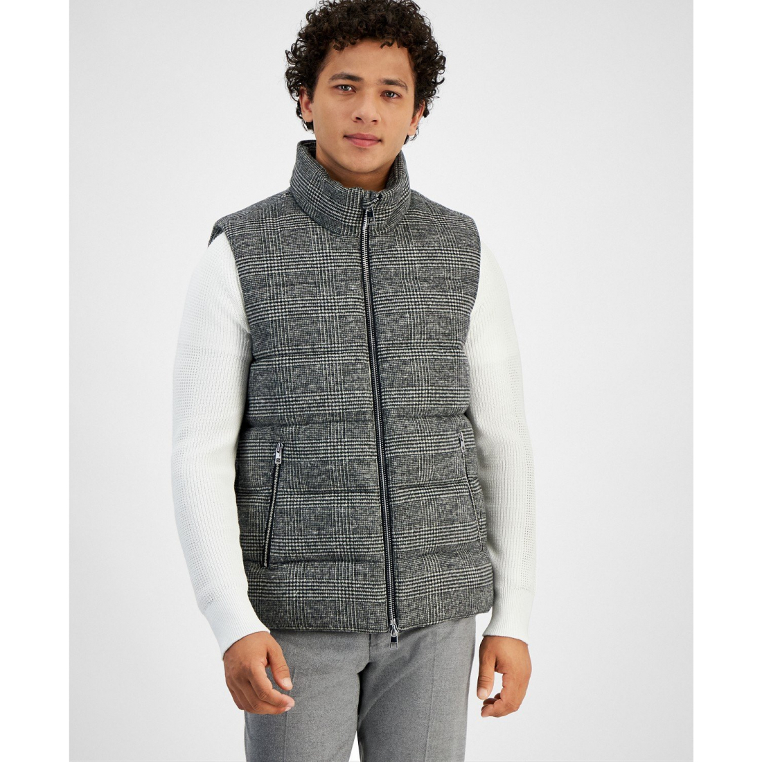'Prince of Wales Check Quilted Puffer Vest' pour Hommes