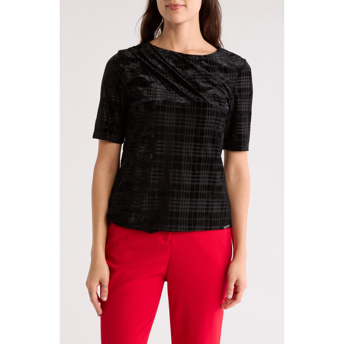 Women's 'Burnout Plaid Velvet Top'