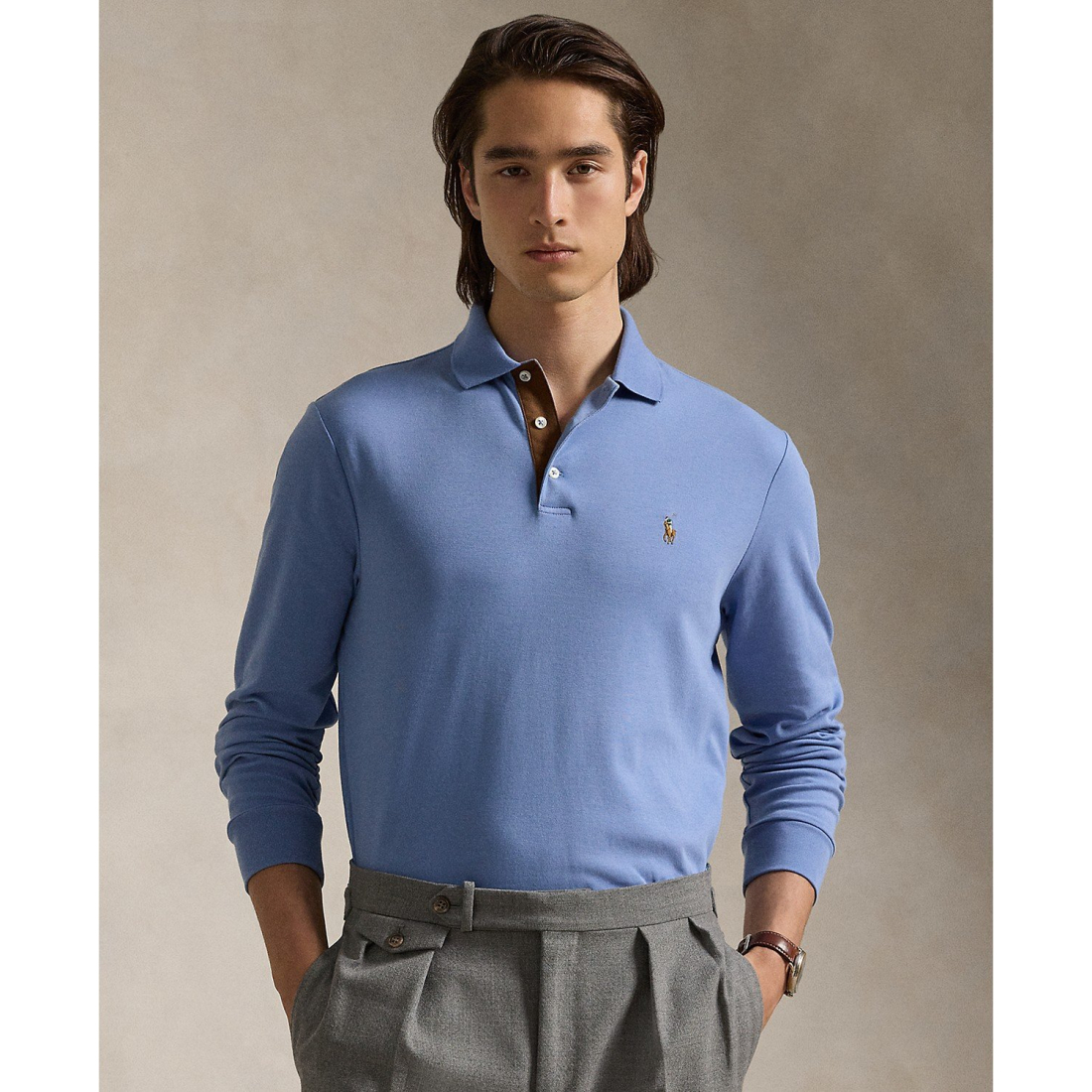 Polo manches longues 'Classic-Fit Soft Cotton' pour Hommes