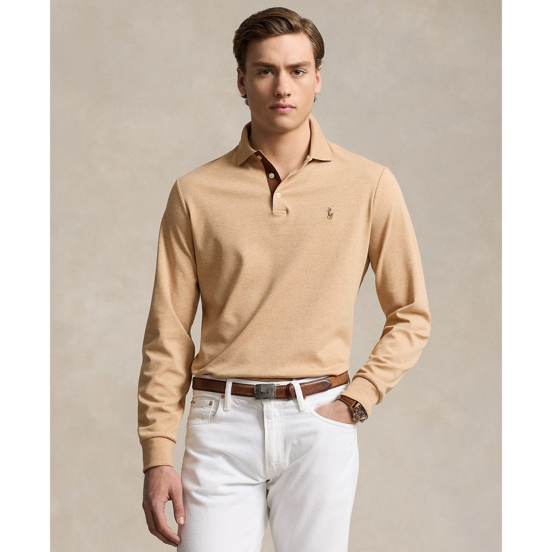 Polo manches longues 'Classic-Fit Soft Cotton' pour Hommes