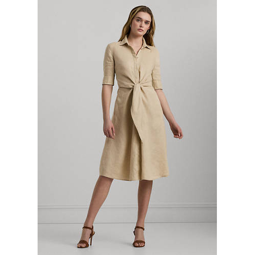 Robe chemise 'Tie-Front Linen' pour Femmes