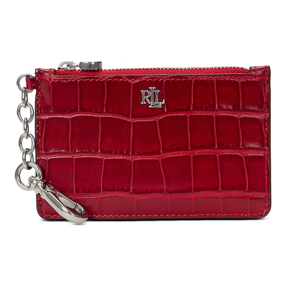 Women's 'Croc-Embossed Leather Zip Card Case'