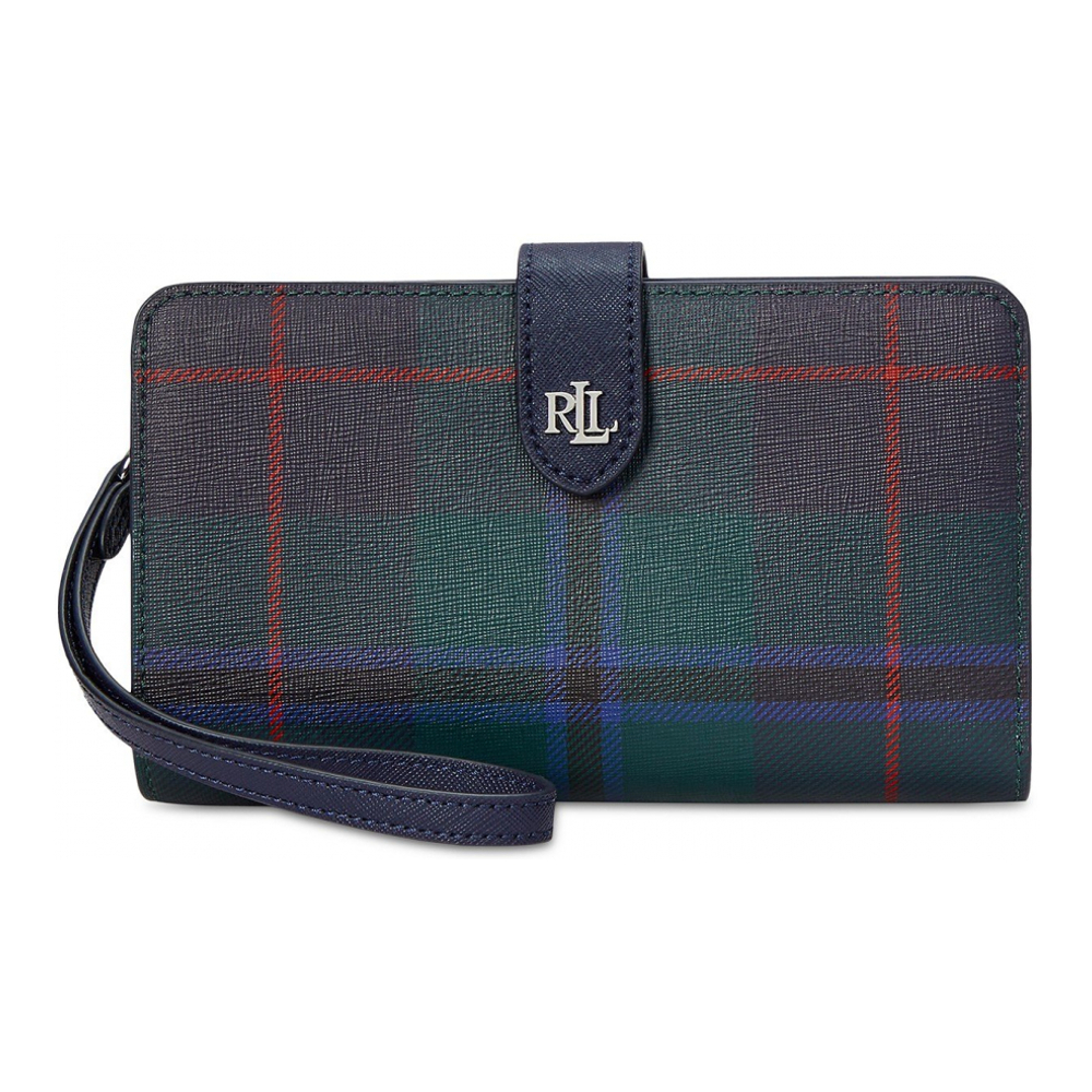 Women's 'Plaid Crosshatch Leather Tech Wristlet' Wallet