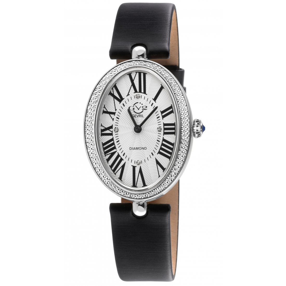 Women's Piazza Navona SS Case, Silver/White Dial, Black Handmade Italian Leather Strap Watch