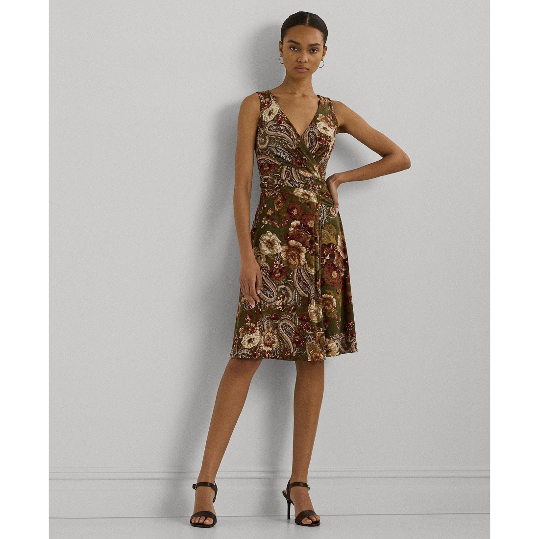 Robe sans manches 'Floral Jersey Surplice' pour Femmes