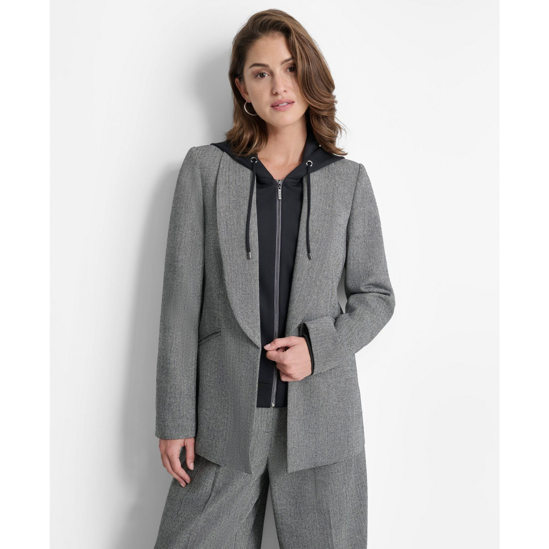 Blazer 'Layered-Look Hoodie Herringbone' pour Femmes