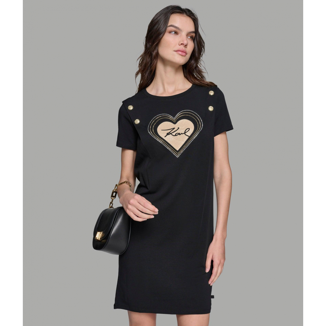 Women's 'Karl Heart With Buttons' T-shirt Dress