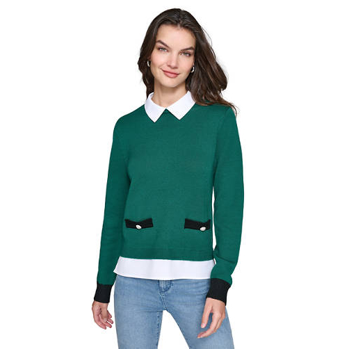 Women's 'Long Sleeve Pocket Front 2Fer' Sweater