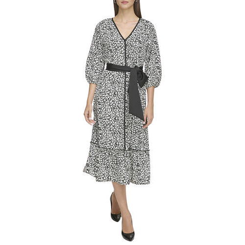 Women's 'Silky Crepe Midi with Flounce Hem' Midi Dress