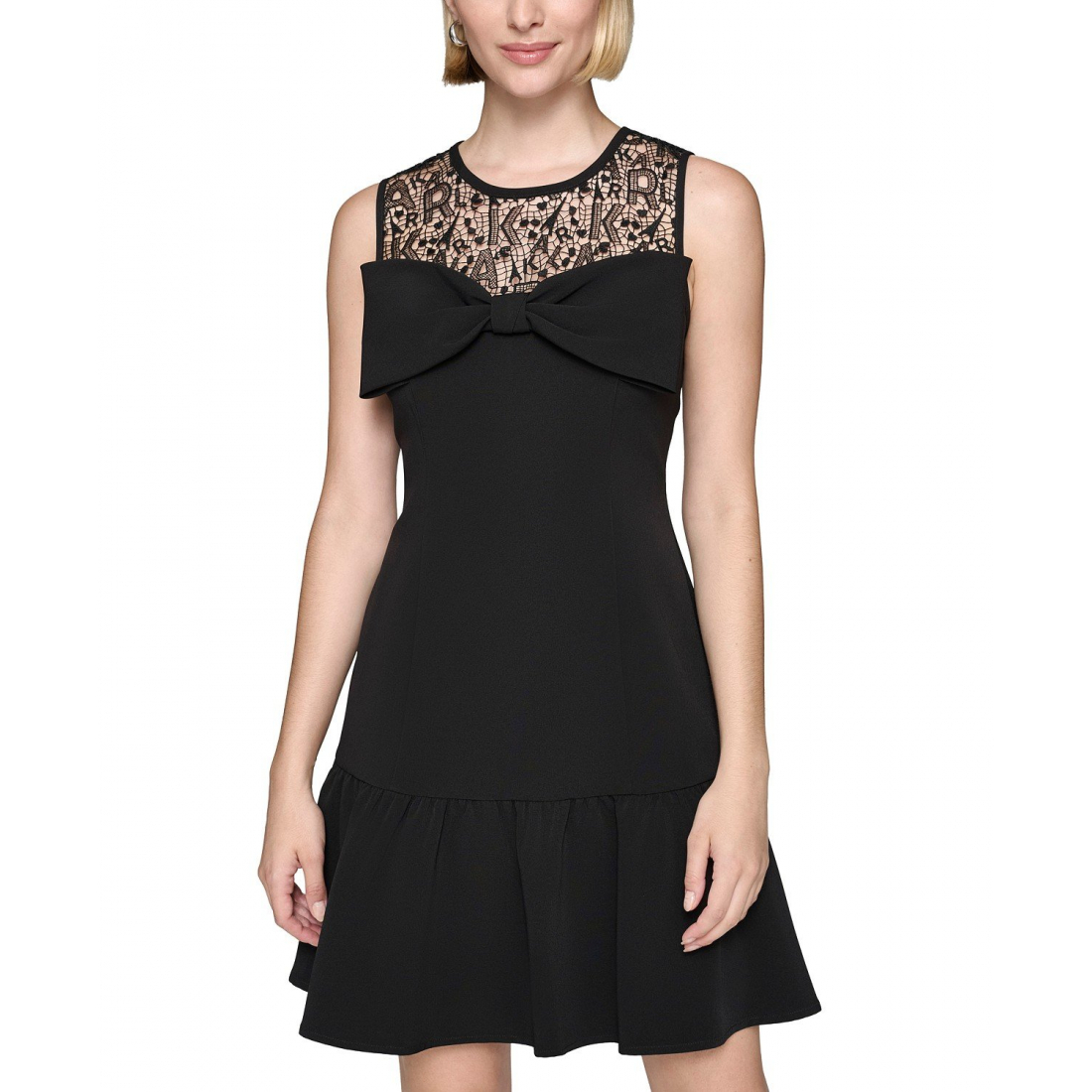 Women's 'Lace-Yoke Drop-Waist' Mini Dress