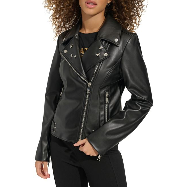 Perfecto 'Logo Stud Faux Leather Moto Jacket' pour Femmes