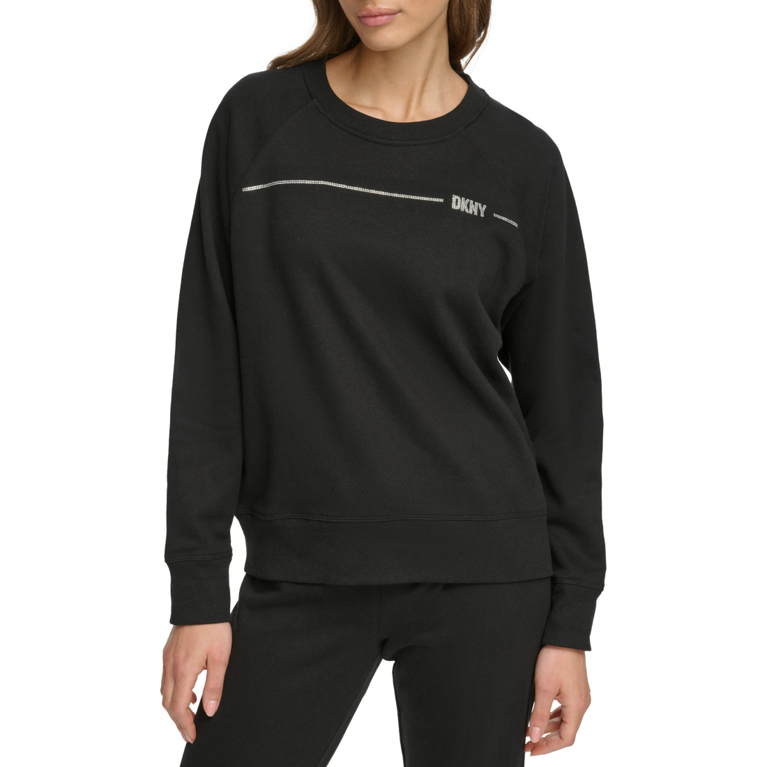 T-shirt 'Rhinestone Stripe Logo Raglan Sleeve' pour Femmes