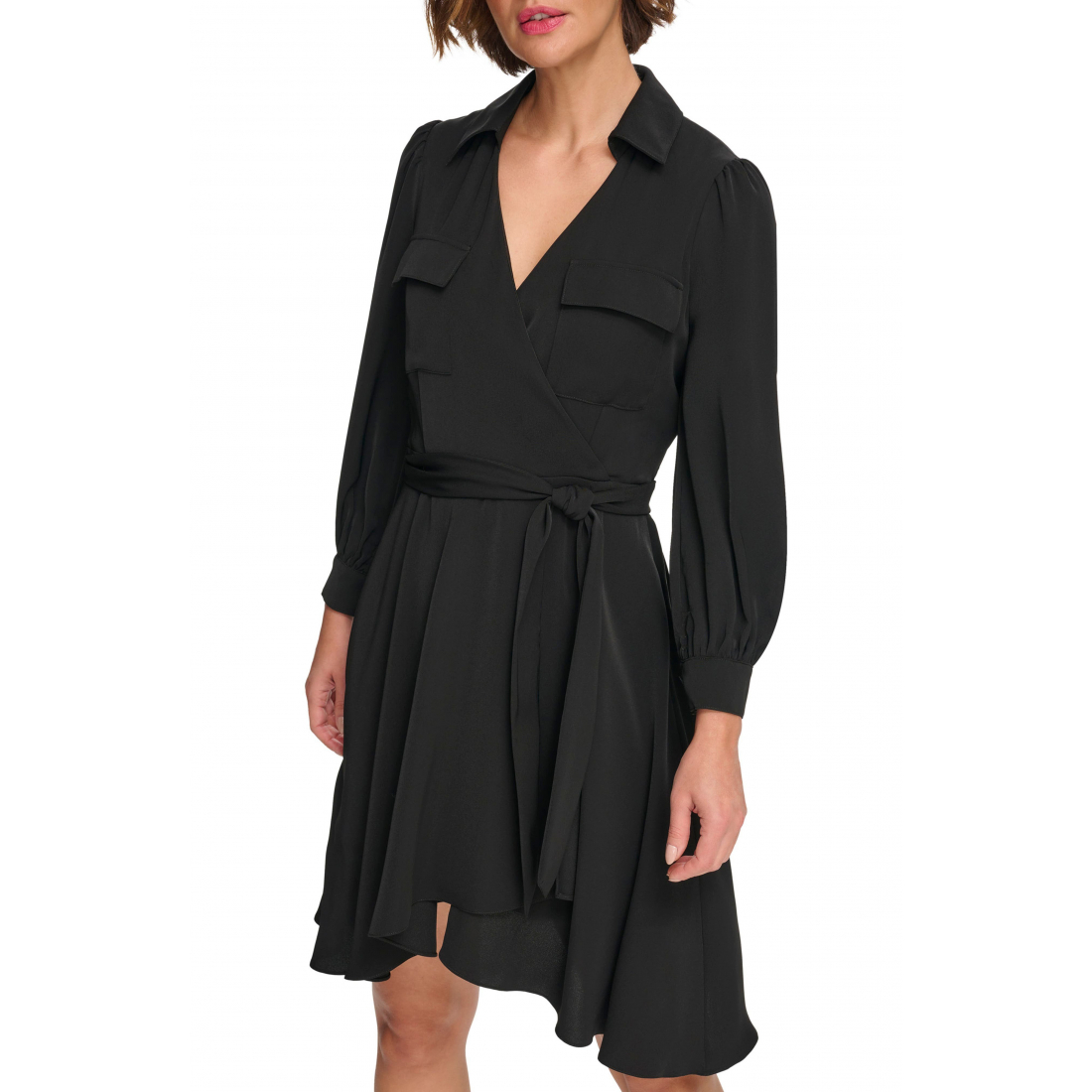 Robe chemise 'Long Sleeve Faux Wrap' pour Femmes