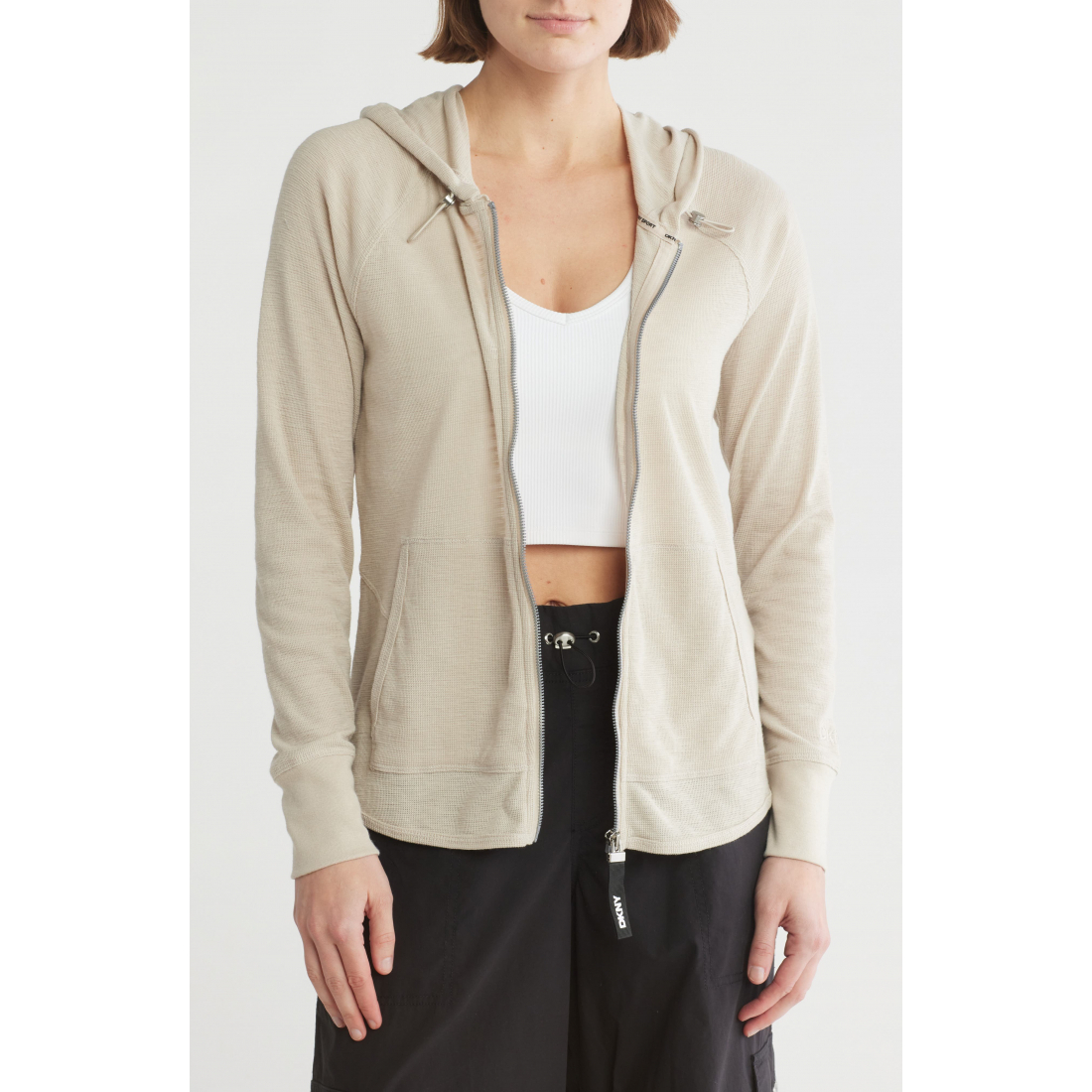 Sweatshirt à capuche  'Slub Waffle Knit Zip' pour Femmes