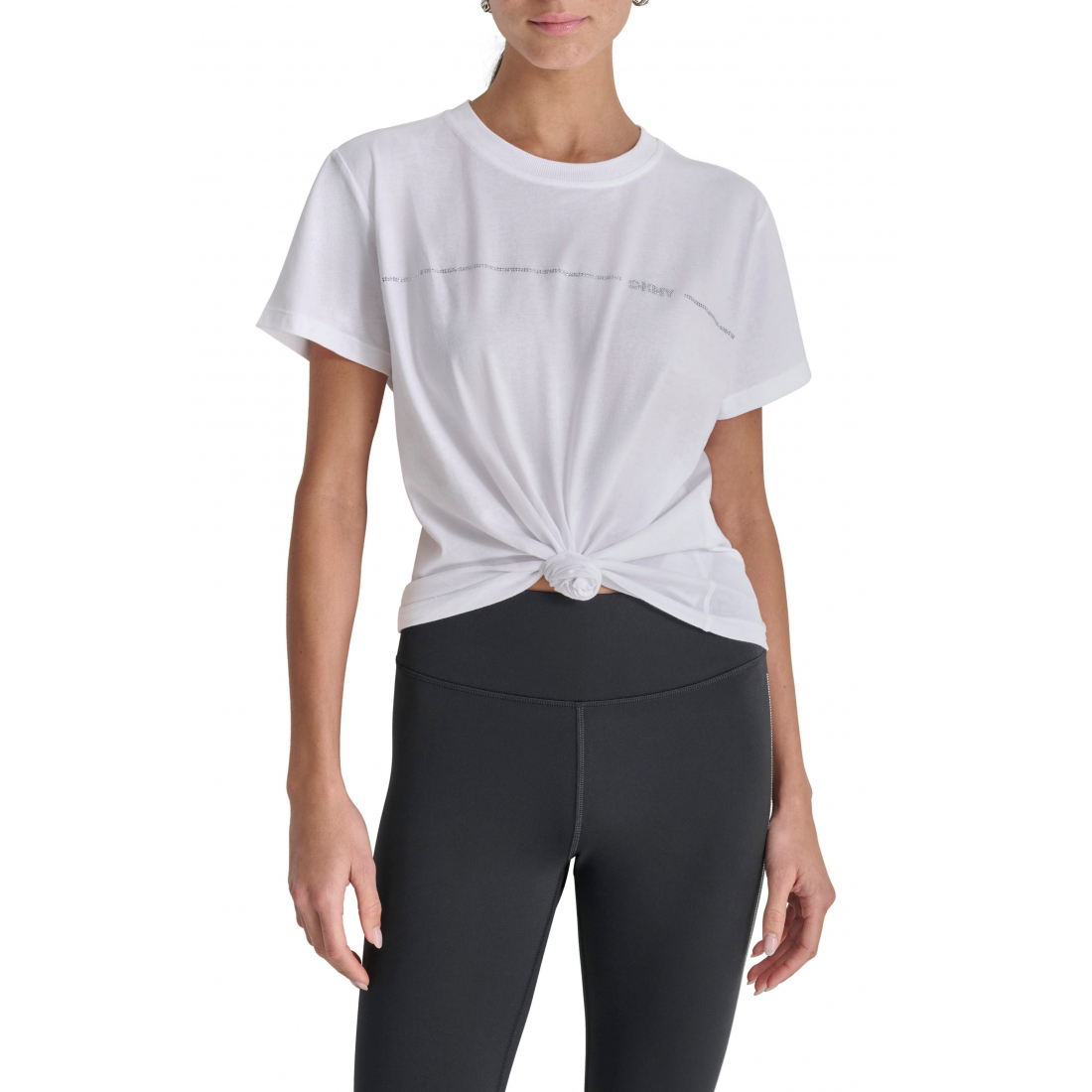 Women's 'Rhinestone Stripe Logo Cotton' T-Shirt