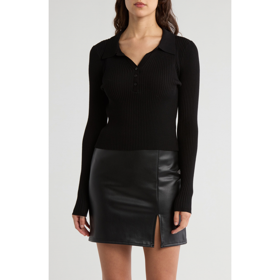 Polo manches longues 'Rib' pour Femmes