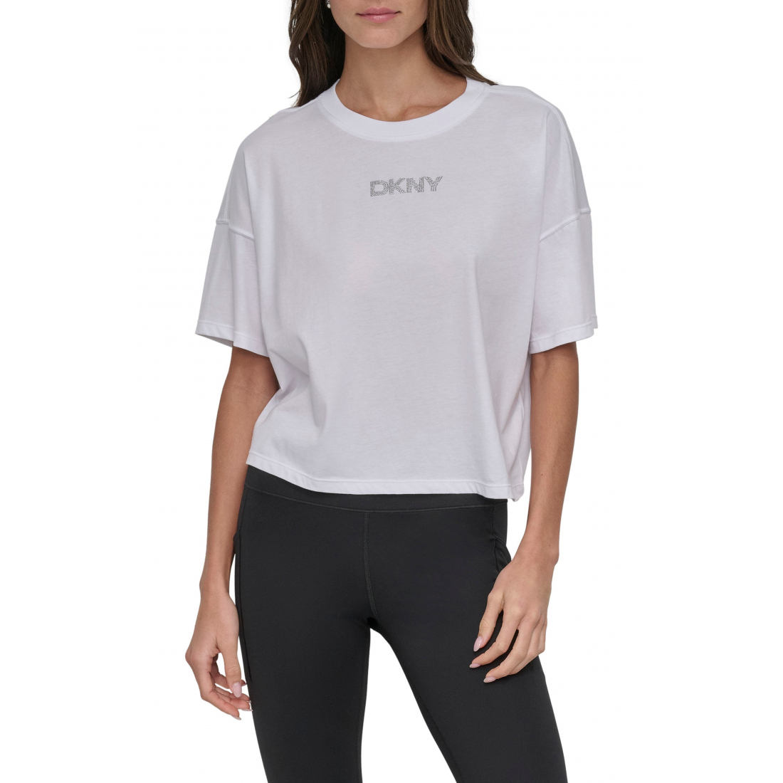 T-Shirt court 'Rhinestone Logo Cotton' pour Femmes